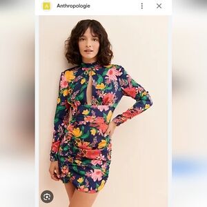 Finders Keepers Anthropologie Multicolor Floral Long Sleeve Dress
